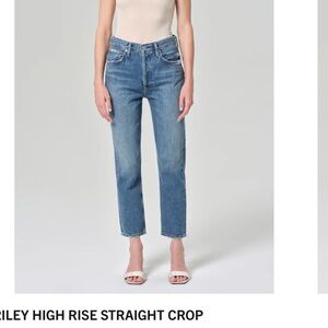 AGOLDE Blue High Rise Straight Crop Jeans